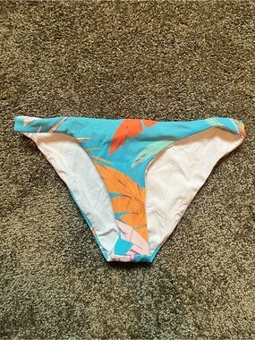 L*space Teal Bikini Bottoms with Orange Tropical Print